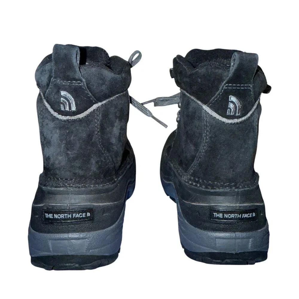 The North Face Heat Seeker Winter Snow Boots Boys 1 Black Leather Waterproof